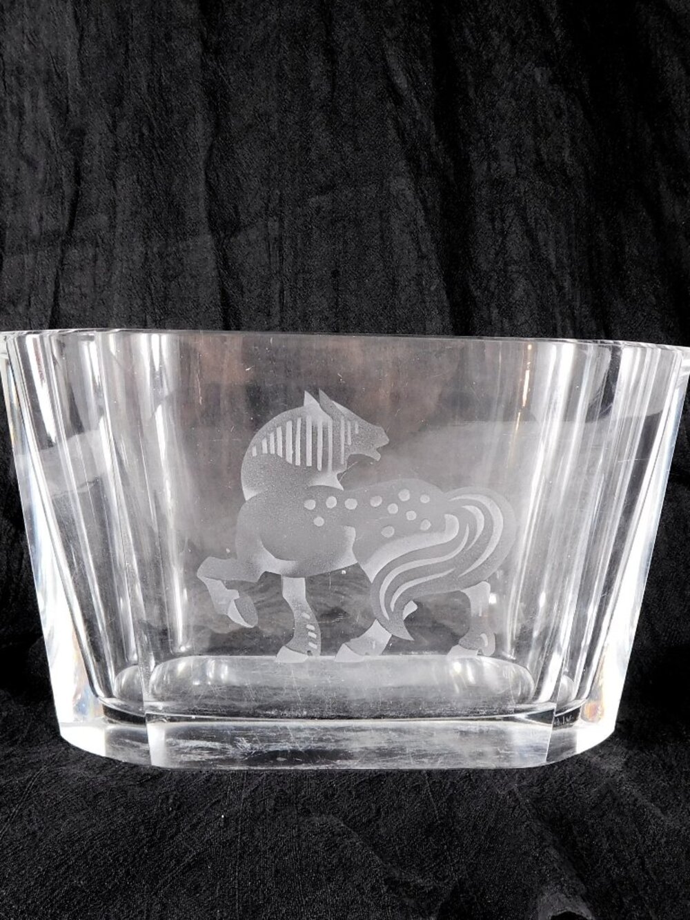 Heavy Cut Crystal Vase with Horse Design # 27451